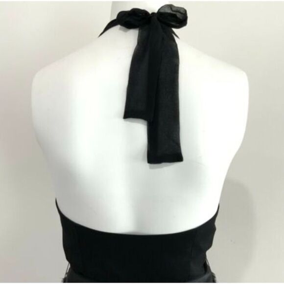 100% Silk White House Black Market Halter Ruffle Dress Cocktail 0 - Picture 6 of 10